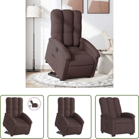 vidaXL Sillón para personas mayores -  Sillón eléctrico reclinable elevable de tela marrón oscuro