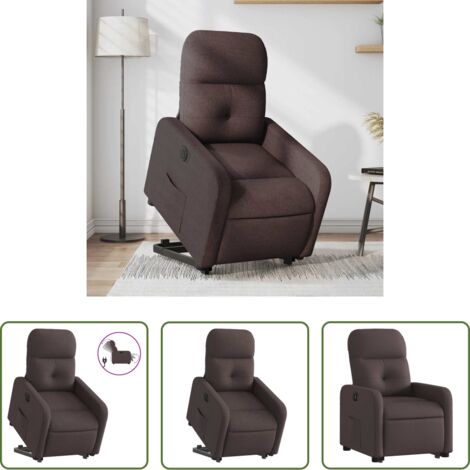 vidaXL Sillón para personas mayores -  Sillón eléctrico reclinable elevable de tela marrón oscuro