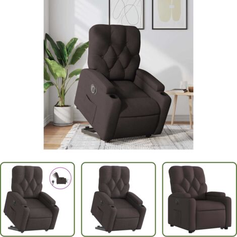 vidaXL Sillón para personas mayores -  Sillón eléctrico reclinable elevable de tela marrón oscuro