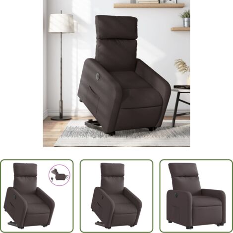 vidaXL Sillón para personas mayores -  Sillón eléctrico reclinable elevable de tela marrón oscuro