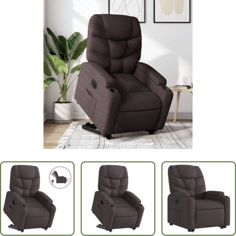 vidaXL Sillón para personas mayores -  Sillón eléctrico reclinable elevable de tela marrón oscuro