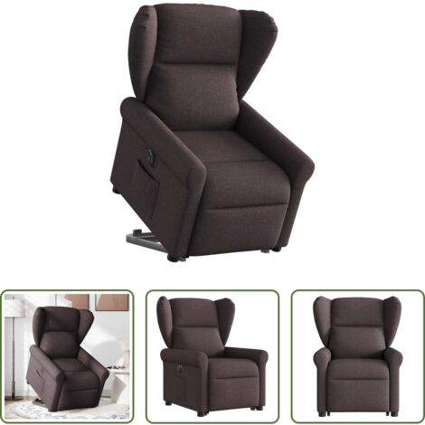 vidaXL Sillón para personas mayores -  Sillón eléctrico reclinable elevable de tela marrón oscuro