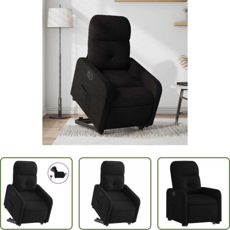 vidaXL Sillón para personas mayores -  Sillón eléctrico reclinable elevable de tela negro