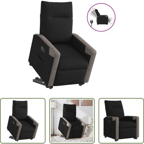 vidaXL Sillón para personas mayores -  Sillón eléctrico reclinable elevable de tela negro
