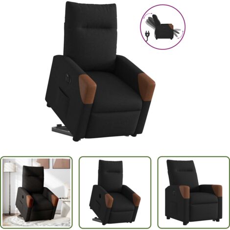 vidaXL Sillón para personas mayores -  Sillón eléctrico reclinable elevable de tela negro