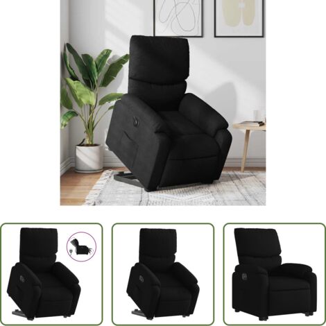 vidaXL Sillón para personas mayores -  Sillón eléctrico reclinable elevable de tela negro