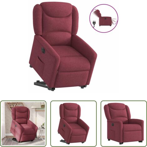 vidaXL Sillón para personas mayores -  Sillón eléctrico reclinable elevable de tela rojo tinto