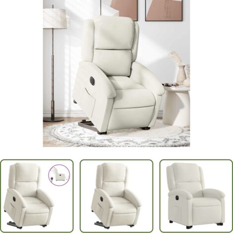 vidaXL Sillón para personas mayores -  Sillón eléctrico reclinable elevable de terciopelo crema