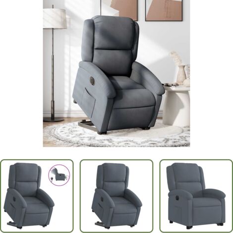 vidaXL Sillón para personas mayores -  Sillón eléctrico reclinable elevable de terciopelo gris oscuro