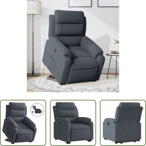 vidaXL Sillón para personas mayores -  Sillón eléctrico reclinable elevable de terciopelo gris oscuro