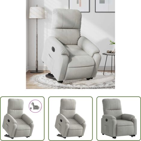 vidaXL Sillón para personas mayores -  Sillón eléctrico reclinable elevable tela microfibra gris claro
