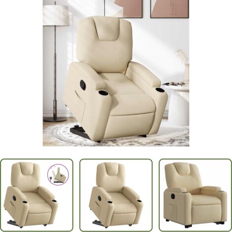 vidaXL Sillón para personas mayores -  Sillón reclinable elevable de tela color crema