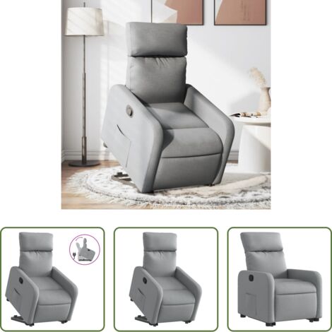 vidaXL Sillón para personas mayores -  Sillón reclinable elevable de tela gris claro