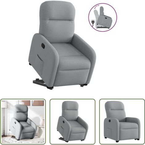 vidaXL Sillón para personas mayores -  Sillón reclinable elevable de tela gris claro