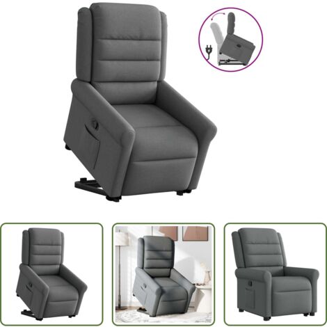 vidaXL Sillón para personas mayores -  Sillón reclinable elevable de tela gris oscuro