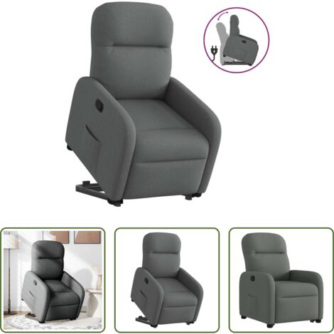vidaXL Sillón para personas mayores -  Sillón reclinable elevable de tela gris oscuro