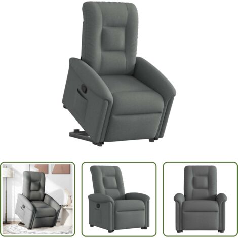 vidaXL Sillón para personas mayores -  Sillón reclinable elevable de tela gris oscuro