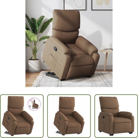 vidaXL Sillón para personas mayores -  Sillón reclinable elevable de tela marrón