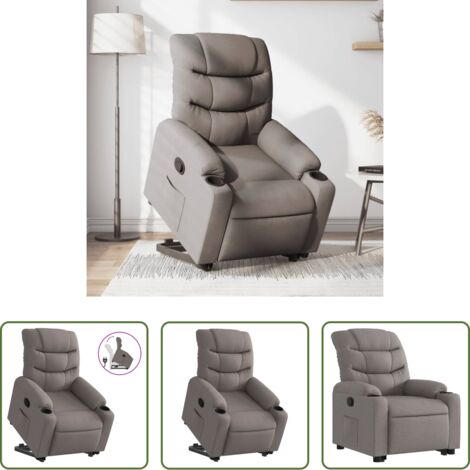 vidaXL Sillón para personas mayores -  Sillón reclinable elevable tela gris taupe