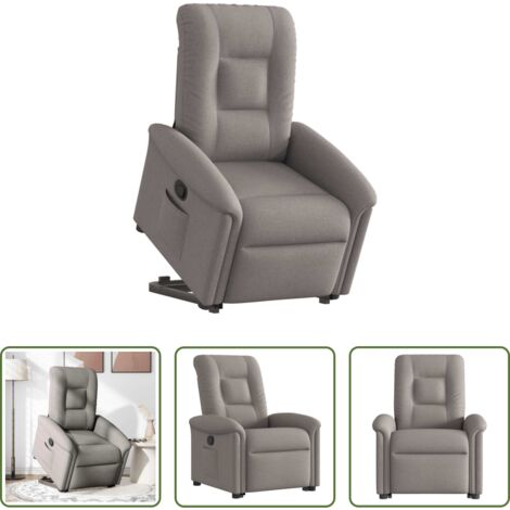 vidaXL Sillón para personas mayores -  Sillón reclinable elevable tela gris taupe