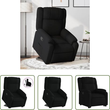 vidaXL Sillón para personas mayores -  Sillón reclinable elevable tela negro