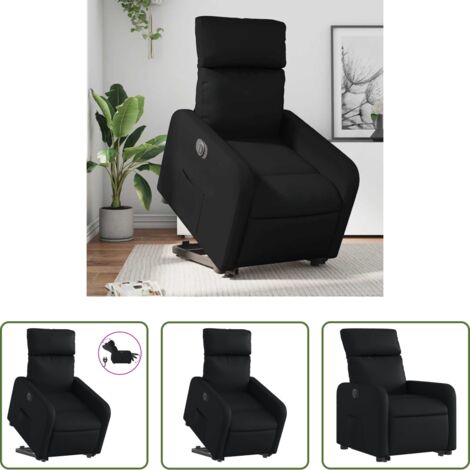 vidaXL Sillón para personas mayores -  Sillón reclinable y elevable eléctrico cuero sintético negro