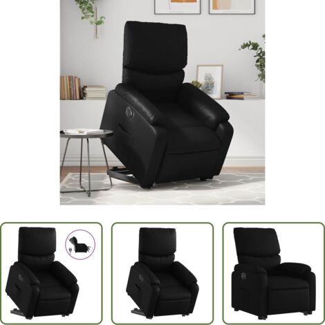 vidaXL Sillón para personas mayores -  Sillón reclinable y elevable eléctrico cuero sintético negro