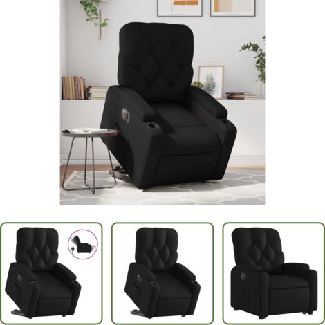 vidaXL Sillón para personas mayores -  Sillón reclinable y elevable eléctrico cuero sintético negro