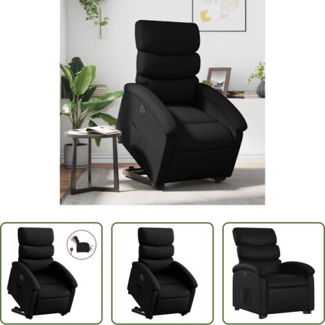 vidaXL Sillón para personas mayores -  Sillón reclinable y elevable eléctrico cuero sintético negro