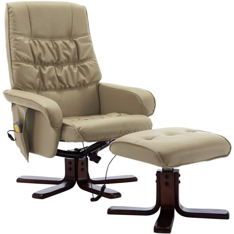 

Sillón de Masaje Reclinable con Reposapiés Cuero Sintético Capuchino - Marrón - Vidaxl