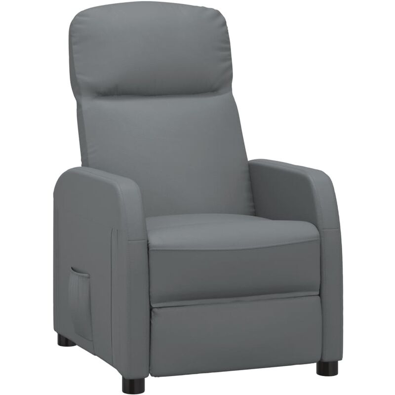 

Sillón Reclinable de Cuero Sintético Gris Antracita - Antracita - Vidaxl