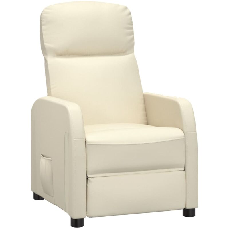 

Sillón Reclinable de Cuero Sintético Blanco Crema - Blanco - Vidaxl