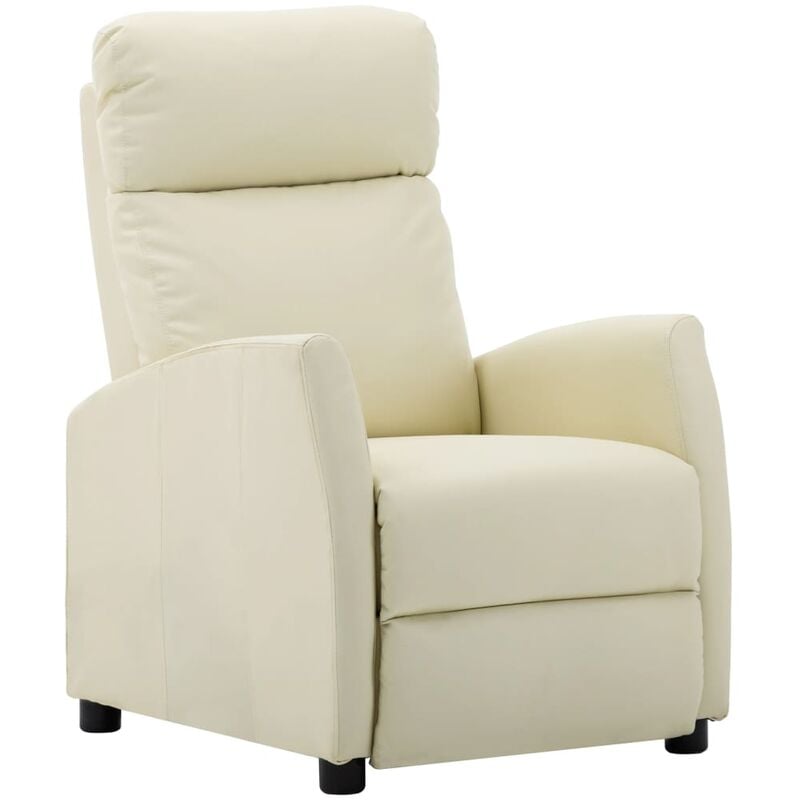 

Sillón Reclinable de Cuero Sintético Crema - Crema - Vidaxl