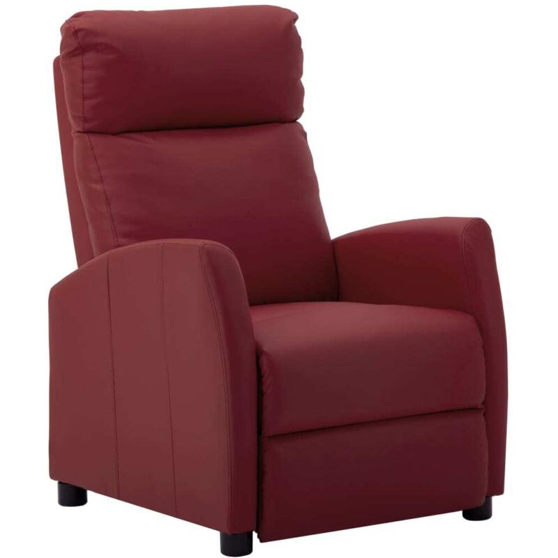 

vidaXL Sillón Reclinable de Cuero Sintético Rojo Vino Tinto - Rojo