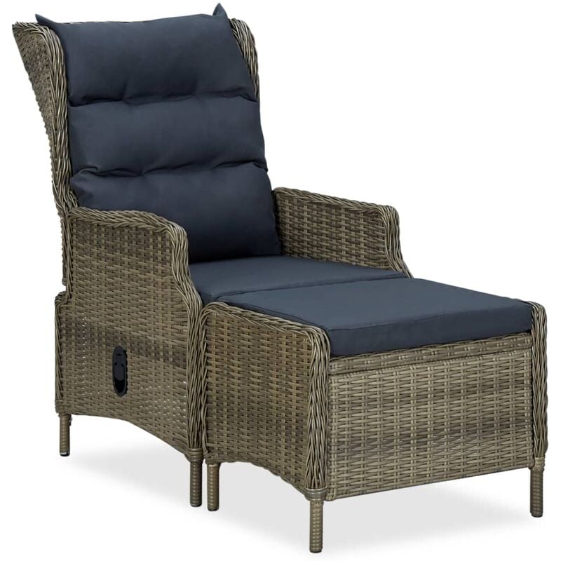 

vidaXL Sillón reclinable de jardín y reposapiés ratán sintético marrón - Marrón