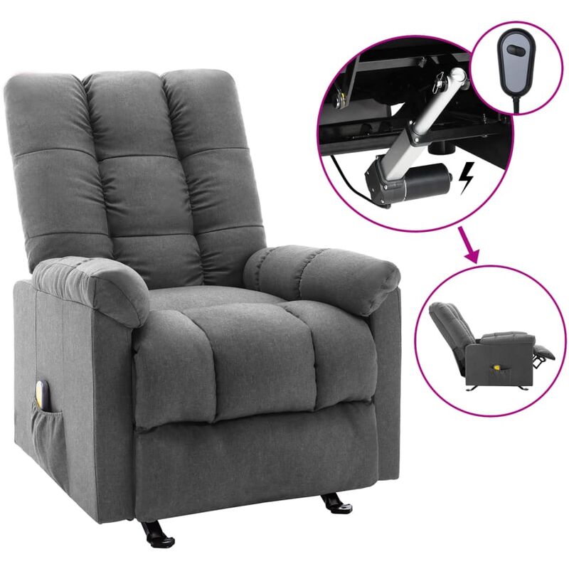 

Vidaxl - Sillón reclinable de masaje eléctrico de tela gris claro - Gris