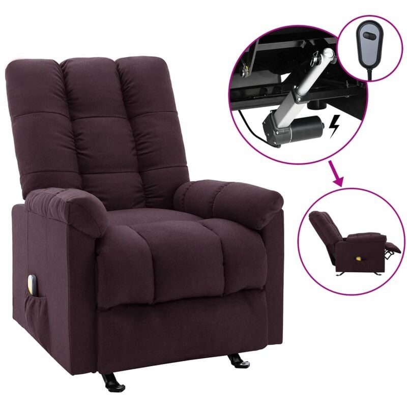 

Vidaxl - Sillón reclinable de masaje eléctrico de tela morado - Púrpura