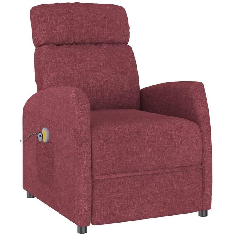 

Sillón reclinable de masaje eléctrico de tela rojo tinto - Rojo - Vidaxl