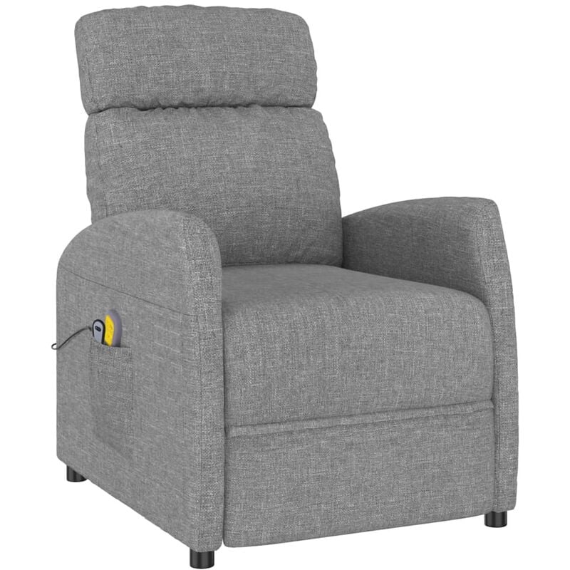 

Sillón reclinable de masaje eléctrico de tela gris claro - Gris - Vidaxl