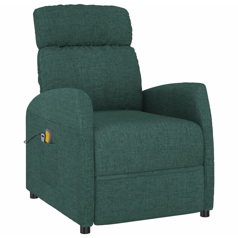 

Sillón reclinable de masaje eléctrico de tela verde oscuro - Verde - Vidaxl