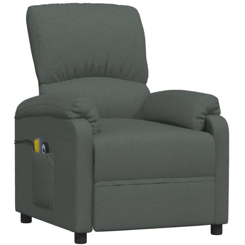 

vidaXL Sillón reclinable de masaje eléctrico de tela gris oscuro - Gris