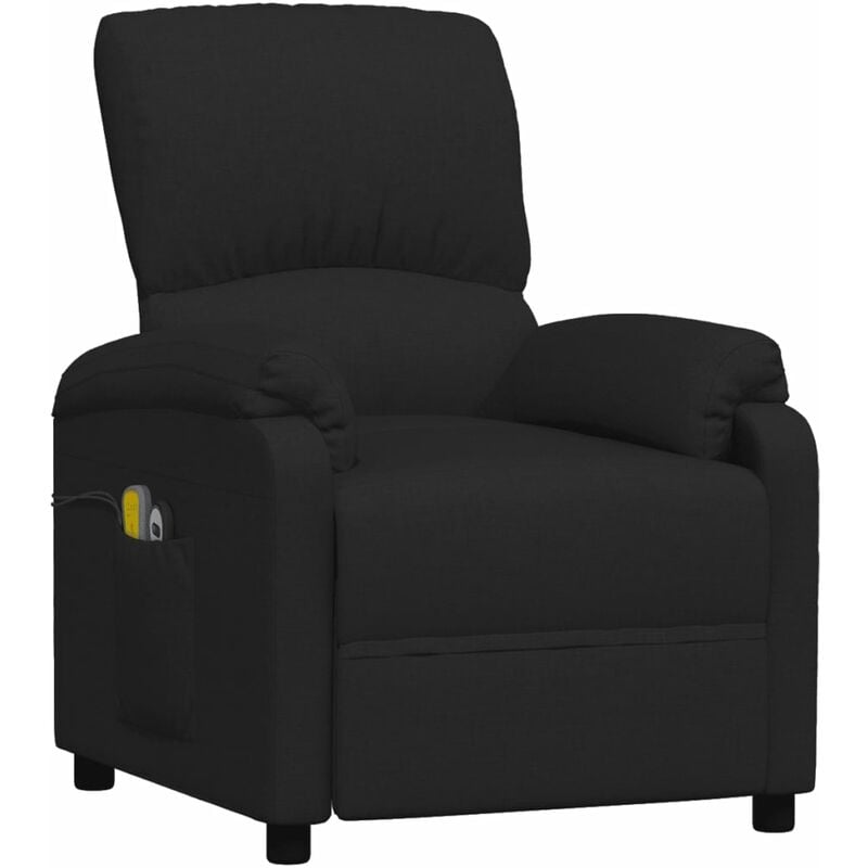 

Sillón reclinable de masaje eléctrico de tela negro - Negro - Vidaxl