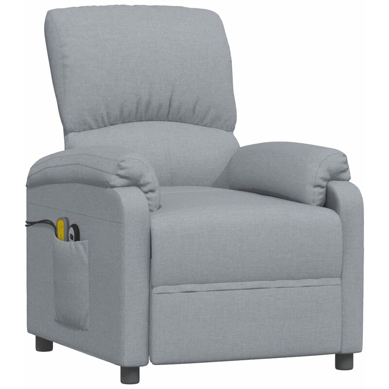 

Sillón reclinable de masaje eléctrico de tela gris claro - Gris - Vidaxl