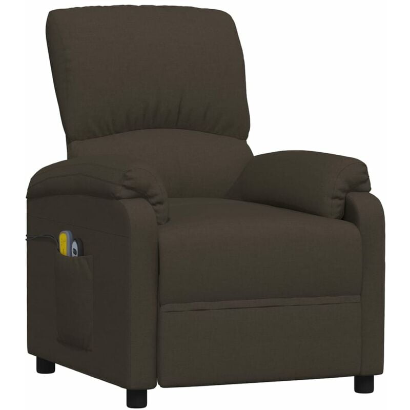 

vidaXL Sillón reclinable de masaje eléctrico de tela marrón oscuro - Marrón