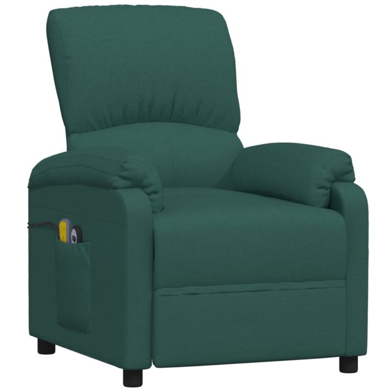 

Sillón reclinable de masaje eléctrico de tela verde oscuro - Verde - Vidaxl