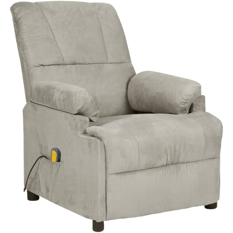 

Sillón reclinable de masaje piel de ante sintética gris claro - Gris - Vidaxl
