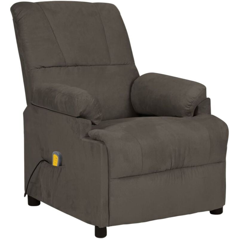 

Sillón reclinable de masaje piel de ante sintética gris oscuro - Gris - Vidaxl