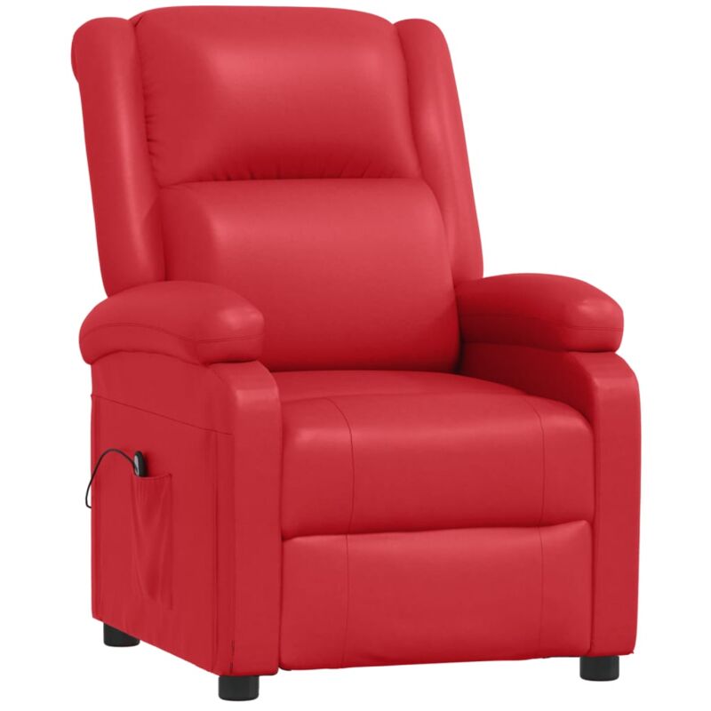 

Sillón reclinable eléctrico de sintético piel rojo tinto - Rojo - Vidaxl