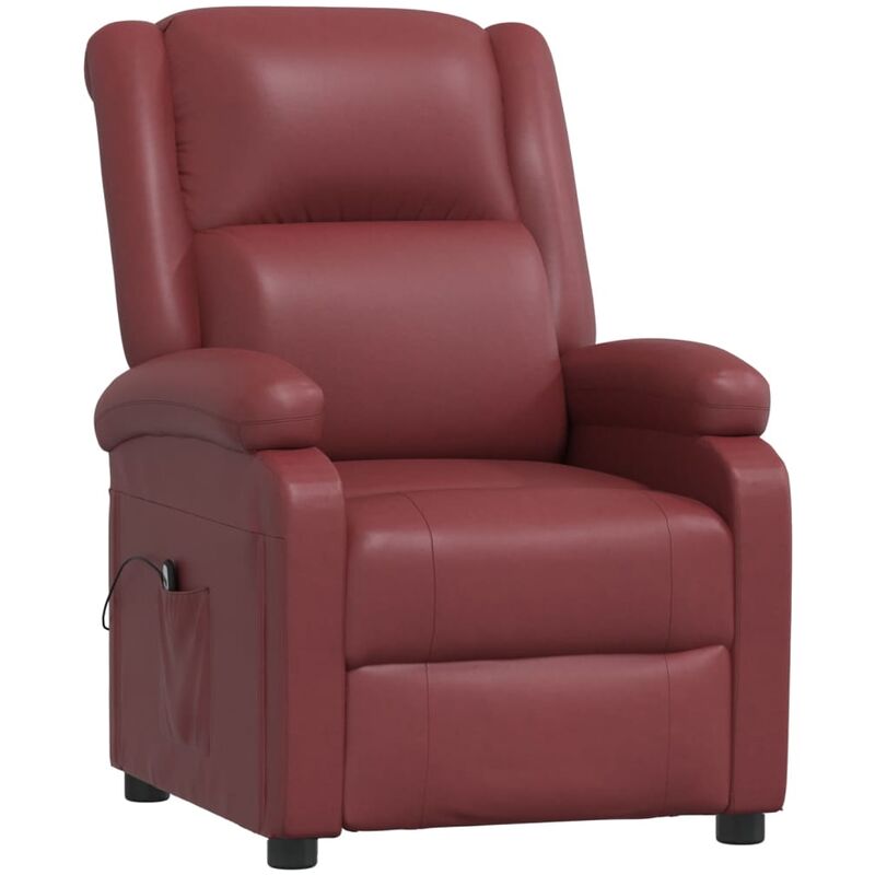 

Sillón reclinable eléctrico de sintético piel rojo tinto - Rojo - Vidaxl