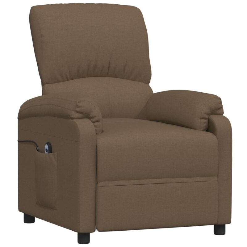 

Sillón eléctrico reclinable de tela marrón - Marrón - Vidaxl